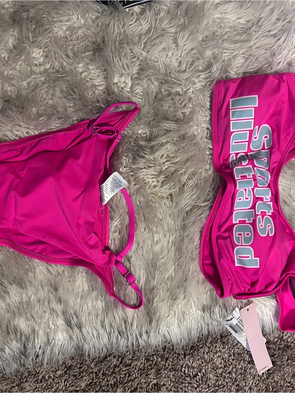 Sports illustrated Hot Pink Bikini Set with Contrast Lettering